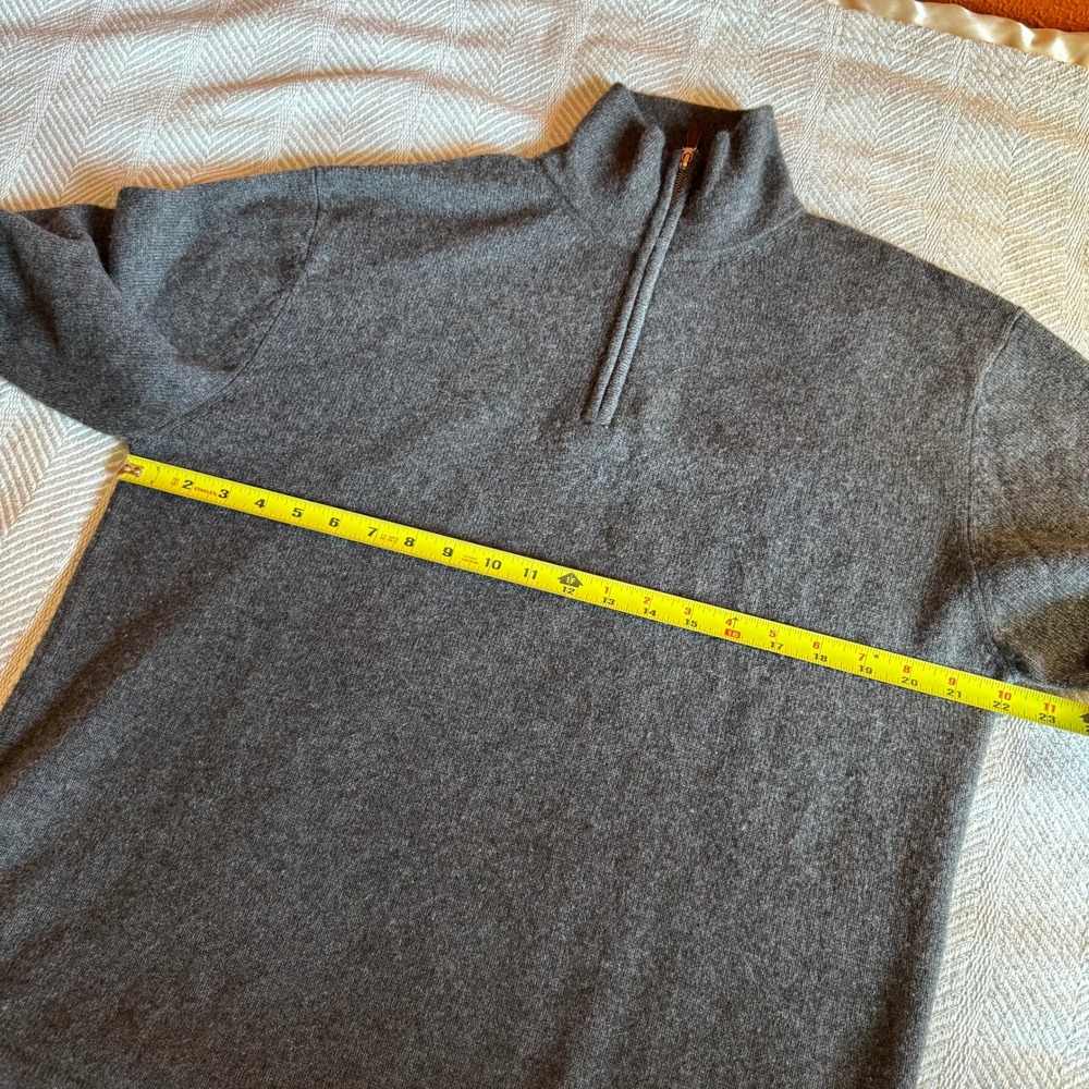 American Blue Pure Cashmere Quarter Zip Sweater Mens Medium Charcoal Gray Knit - Picture 8 of 9